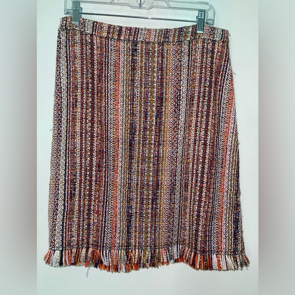 Anthropologie Maeve Zaira Multi colored Tweed Fringe Skirt - Picture 3 of 12